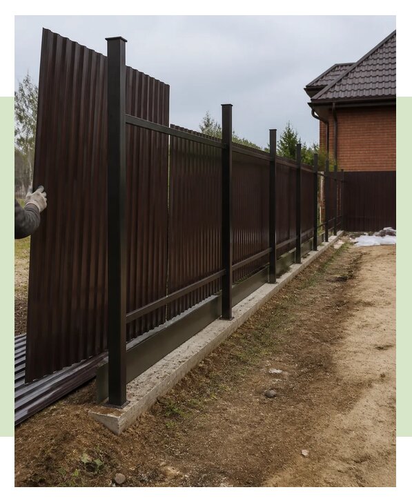 Монтаж забора из профнастила высотой 2,5 метра в Балахне